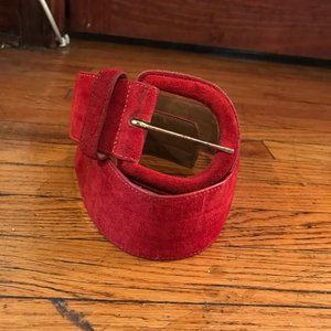 Vintage red suede leather belt